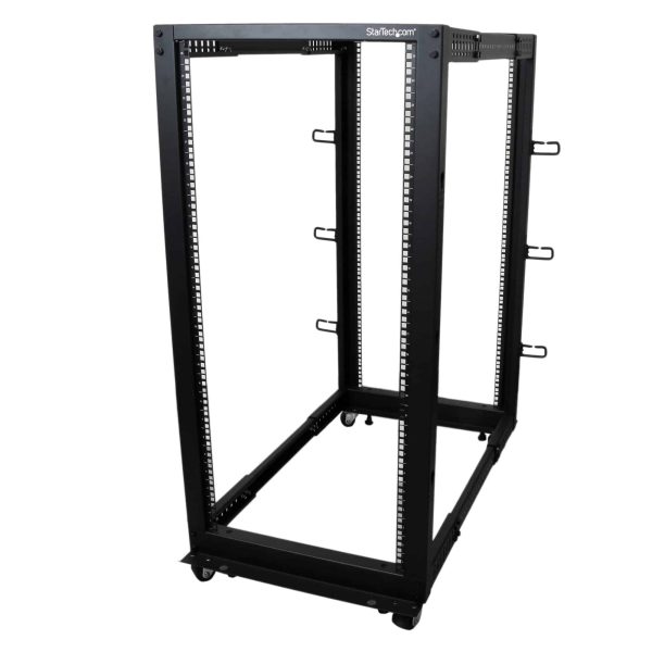 STARTECH 25U Open Frame Server Rack - 4 Post Adjustable Depth (22" to 40") Network Equipment Rack w/ Casters/ Levelers/ Cable Management