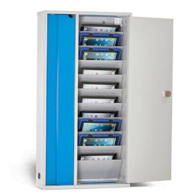 LapCabby Lyte 10 Wall for Tablets | 10-Device Wall Mounted AC Charging Cabinet for Tablets up to 11.8" - Vertical