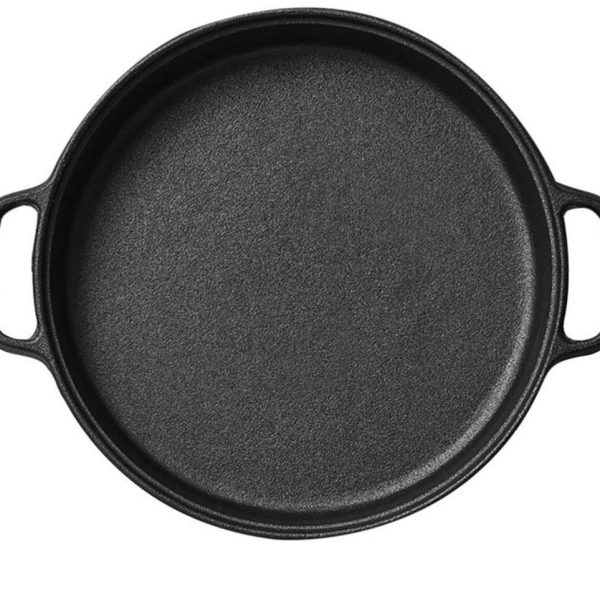 SOGA Cast Iron 35cm Frying Pan Skillet Non-stick Coating Steak Sizzle Platter