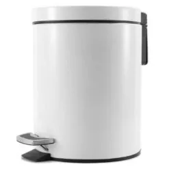 SOGA Foot Pedal Stainless Steel Rubbish Recycling Garbage Waste Trash Bin Round 7L White