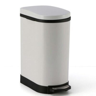 SOGA Foot Pedal Stainless Steel Rubbish Recycling Garbage Waste Trash Bin 10L U White