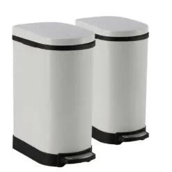 SOGA 2X 10L Foot Pedal Stainless Steel Rubbish Recycling Garbage Waste Trash Bin U White