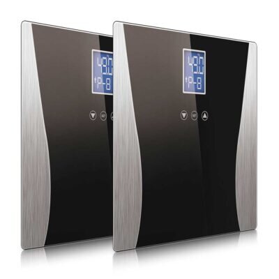 SOGA 2x Digital Body Fat Scale Bathroom Weight Gym Glass Water LCD Electronic Black