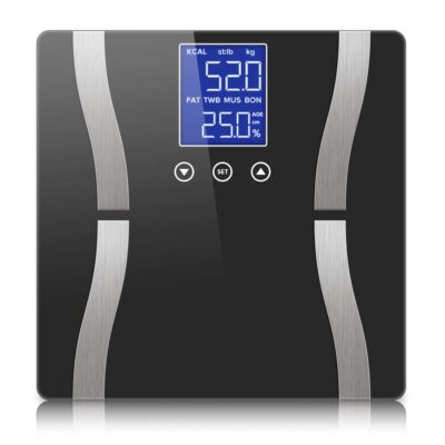 SOGA Digital Body Fat Scale Bathroom Scales Weight Gym Glass Water LCD Electronic Black