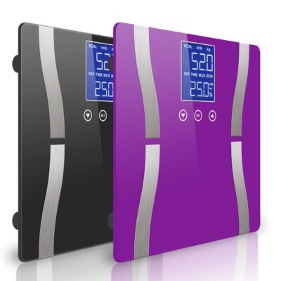 SOGA 2 x Digital Body Fat Scale Bathroom Scale Weight Gym Glass Water LCD Black/Purple