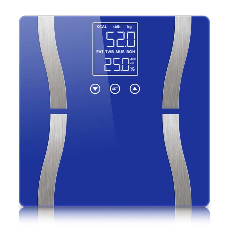SOGA Digital Body Fat Scale Bathroom Scales Weight Gym Glass Water LCD Electronic Blue