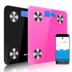 SOGA 2 x Wireless Bluetooth Digital Body Scale Bathroom Health Analyser Weight Black/Pink