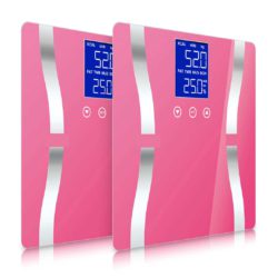 SOGA 2x Digital Body Fat Scale Bathroom Scales Weight Gym Glass Water LCD Electronic Pink