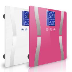 SOGA 2 x Digital Body Fat Scale Bathroom Scales Weight Gym Glass Water LCD Pink/White