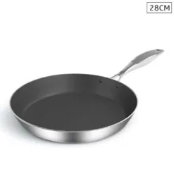 SOGA Stainless Steel Fry Pan 28cm Frying Pan Induction FryPan Non Stick Interior