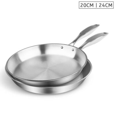SOGA Stainless Steel Fry Pan 20cm 24cm Frying Pan Top Grade Induction Cooking