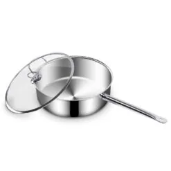 SOGA Stainless Steel 28cm Saucepan With Lid Induction Cookware Triple Ply Base
