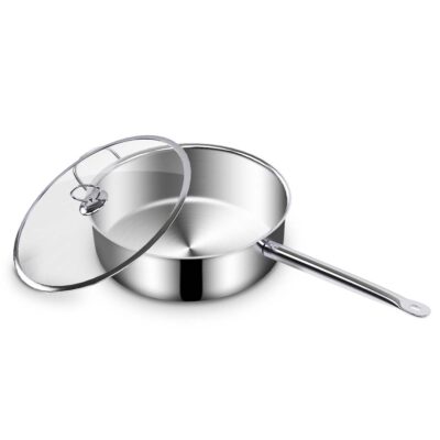 SOGA Stainless Steel 28cm Saucepan With Lid Induction Cookware Triple Ply Base