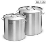 SOGA Stock Pot 17L 50L Top Grade Thick Stainless Steel Stockpot 18/10