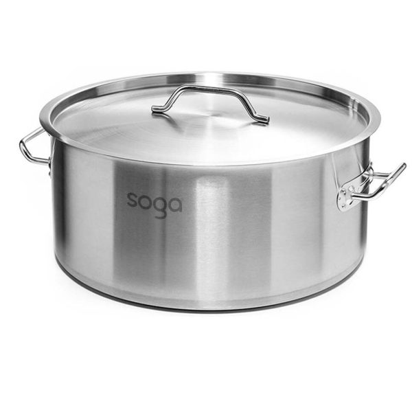 SOGA Stock Pot 32L Top Grade Thick Stainless Steel Stockpot 18/10