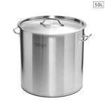 SOGA Stock Pot 50L Top Grade Thick Stainless Steel Stockpot 18/10
