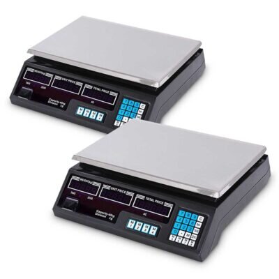 SOGA 2x Digital Commercial Kitchen Scales Shop Electronic Weight Scale Food 40kg