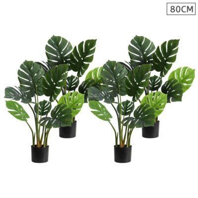 SOGA 4X 80cm Artificial Indoor Potted Turtle Back Fake Decoration Tree Flower Pot Plant