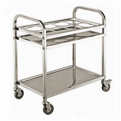 SOGA 2 Tier Stainless Steel 8 Compartment Kitchen Seasoning Car Service Trolley Condiment Holder Cart Spice Bowl