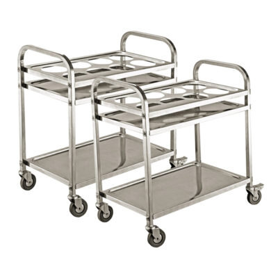 SOGA 2X 2 Tier Stainless Steel 8 Compartment Kitchen Seasoning Car Service Trolley Condiment Holder Cart Spice Bowl