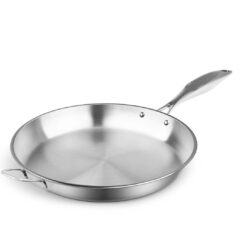 SOGA 36cm Stainless Steel Fry Pan Induction Cooking Pan with Helper Handle