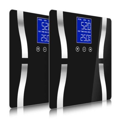 SOGA 2X Digital Body Fat Scale Bathroom Scales Weight Gym Glass Water LCD Electronic Black