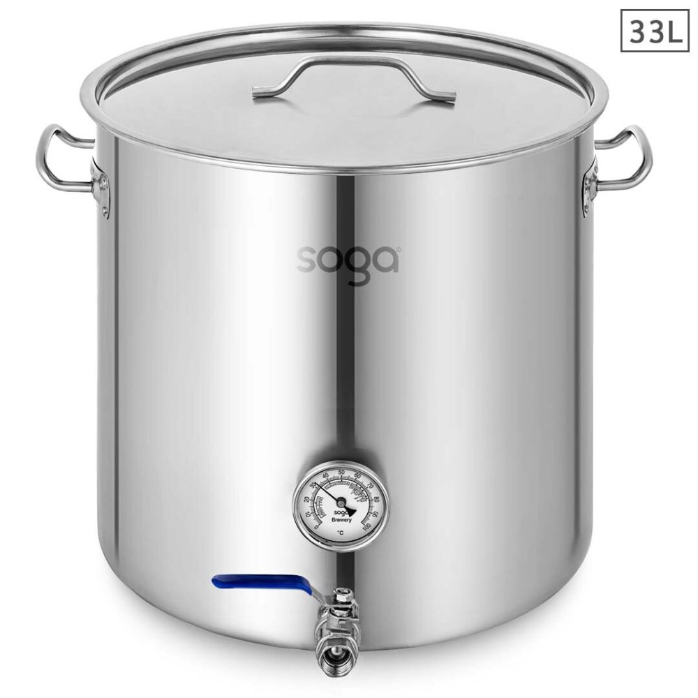 SOGA Stainless Steel Brewery Pot 33L With Beer Valve 35*35cm
