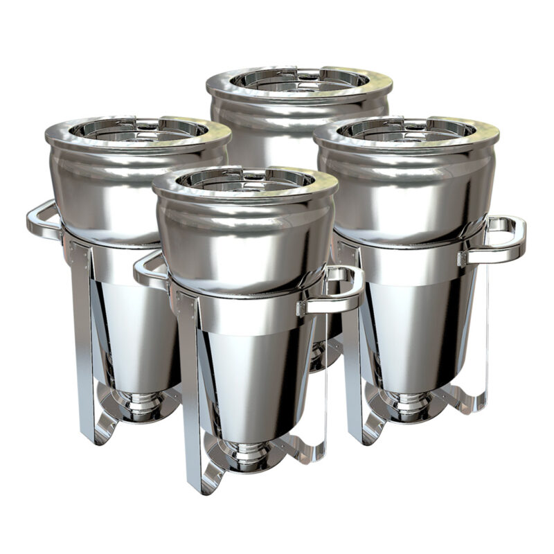 SOGA 4X 11L Round Stainless Steel Soup Warmer Marmite Chafer Full Size Catering Chafing Dish