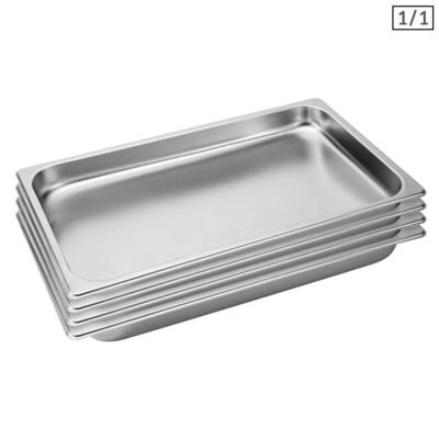 SOGA 4X Gastronorm GN Pan Full Size 1/1 GN Pan 4cm Deep Stainless Steel Tray