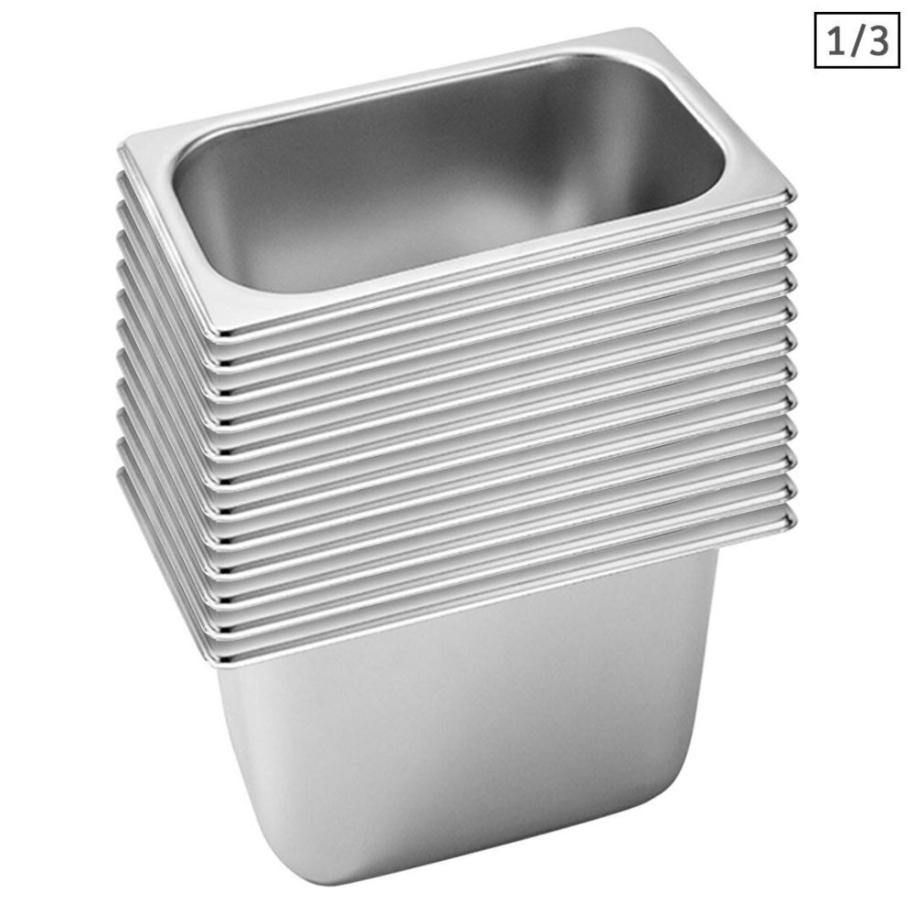 SOGA 12X Gastronorm GN Pan Full Size 1/3 GN Pan 20cm Deep Stainless Steel Tray
