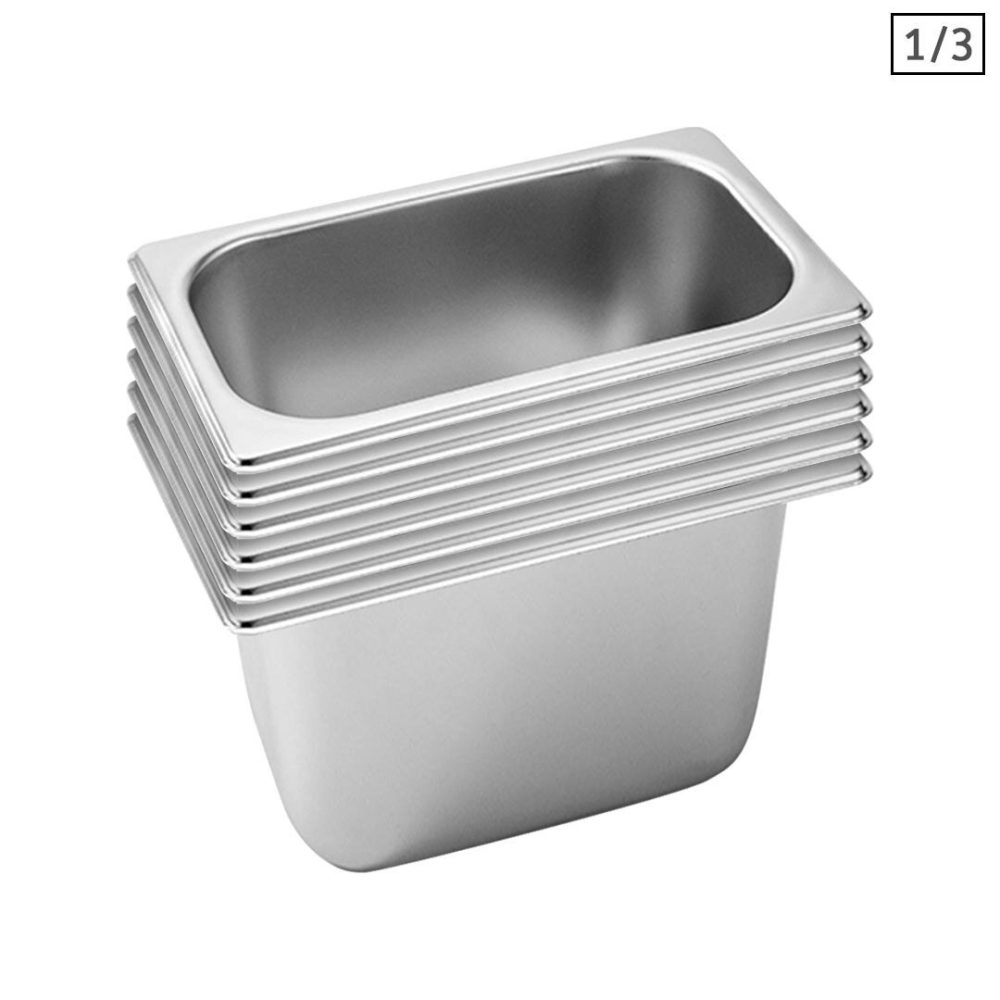 SOGA 6X Gastronorm GN Pan Full Size 1/3 GN Pan 20cm Deep Stainless Steel Tray