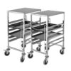 SOGA 2X Gastronorm Trolley 7 Tier Stainless Steel Bakery Trolley Suits GN 1/1 Pans with Working Surface