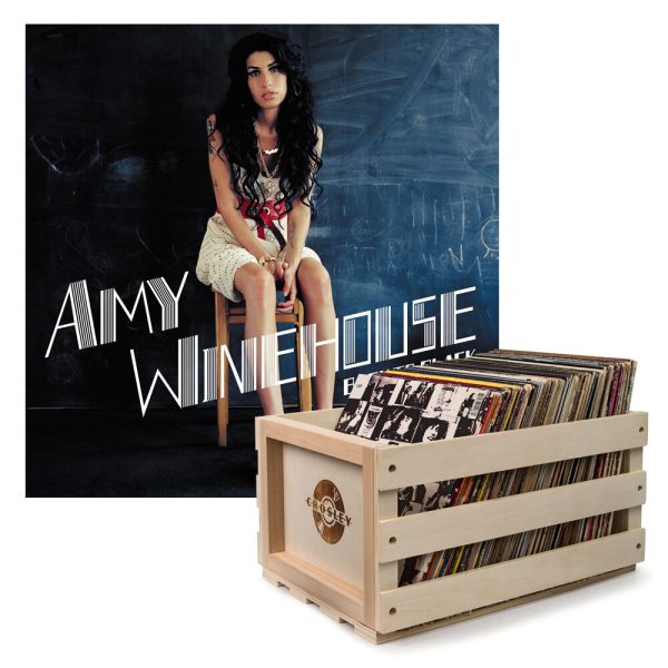 Crosley Record Storage Crate & AMY WINEHOUSE BACK TO BLACK - VINYL ALBUM Bundle
