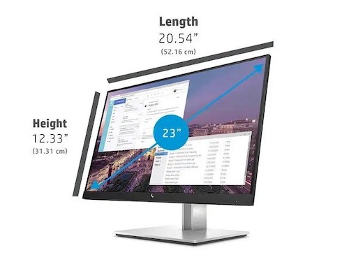 dimensions of 23 inch monitor