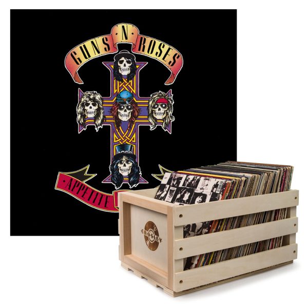 Crosley Record Storage Crate & GUNS & ROSES APPETITE FOR DESTRUCTION - VINYL ALBUM Bundle