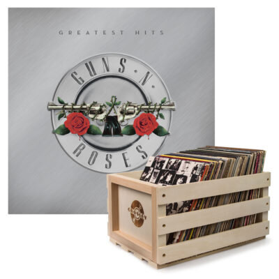 Crosley Record Storage Crate &  GUNS N ROSES GREATEST HITS - DOUBLE VINYL ALBUM Bundle