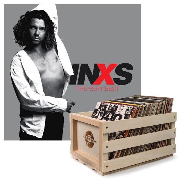 Crosley Record Storage Crate & INXS THE VERY BEST - DOUBLE VINYL ALBUM Bundle