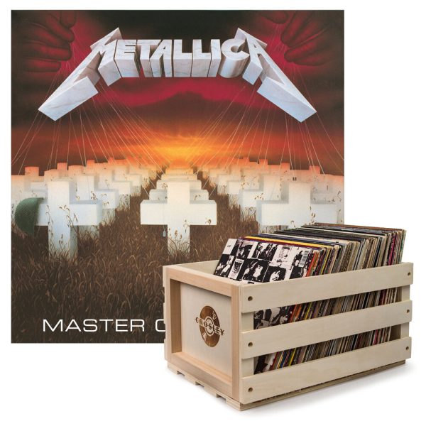 Crosley Record Storage Crate & METALLICA MASTER OF PUPPETS - VINYL ALBUM Bundle