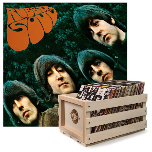 Crosley Record Storage Crate & THE BEATLES RUBBER SOUL - DOUBLE VINYL ALBUM Bundle