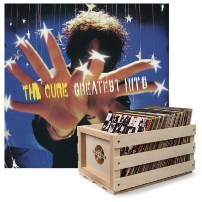 Crosley Record Storage Crate & THE CURE GREATEST HITS - DOUBLE VINYL ALBUM Bundle