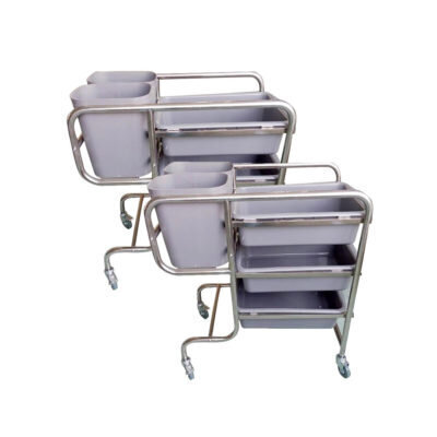 SOGA 2X 3 Tier 81x43x87cm Food Trolley Food Waste Cart Five Buckets Kitchen Food Utility Round