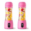 SOGA 2X 380ml Portable Mini USB Rechargeable Handheld Fruit Mixer Juicer Pink