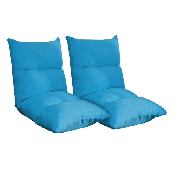 SOGA 2X Lounge Floor Recliner Adjustable Lazy Sofa Bed Folding Game Chair Blue