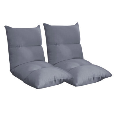 SOGA 2X Lounge Floor Recliner Adjustable Lazy Sofa Bed Folding Game Chair Grey