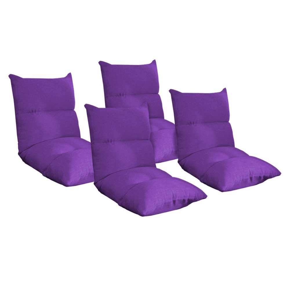 SOGA 4X Lounge Floor Recliner Adjustable Lazy Sofa Bed Folding Game Chair Purple