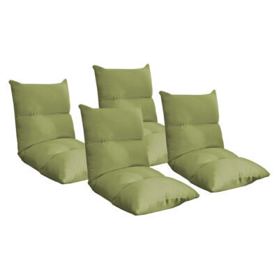 SOGA 4X Lounge Floor Recliner Adjustable Lazy Sofa Bed Folding Game Chair Yellow Green