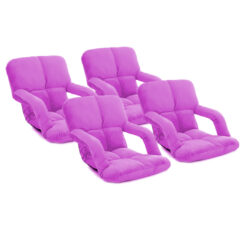 SOGA 4X Foldable Lounge Cushion Adjustable Floor Lazy Recliner Chair with Armrest Purple