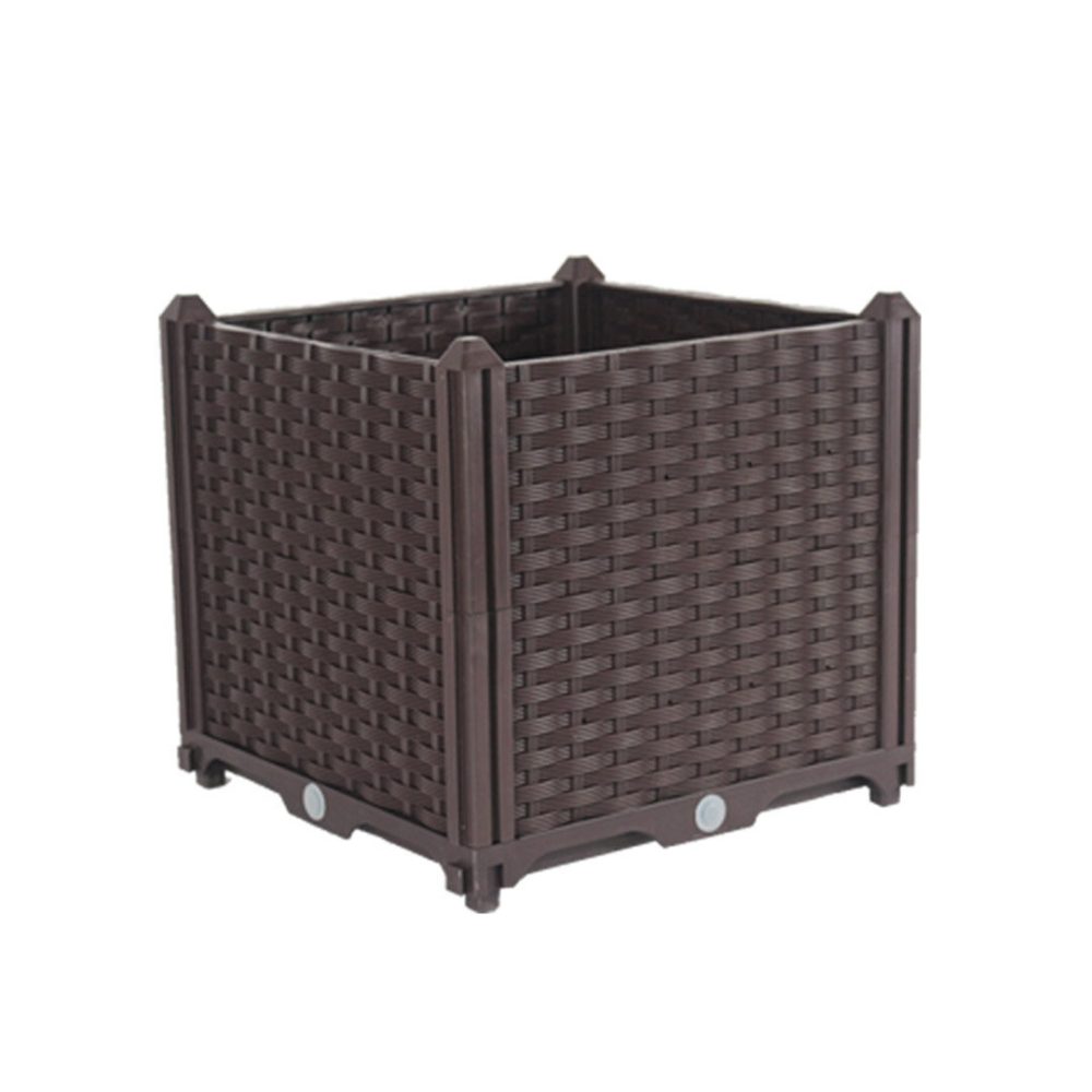 SOGA 40cm Square 2 Boxes Raised Planter Box Vegetable Herb Flower Outdoor Plastic Plants Garden Bed