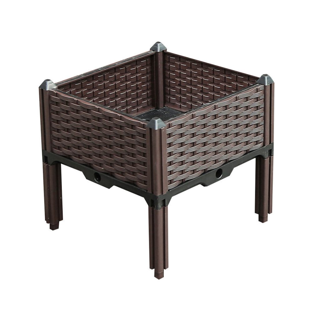 SOGA 40cm Square Raised Planter Box Vegetable Herb Flower Outdoor Plastic Plants Garden Bed with Legs