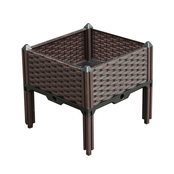 SOGA 40cm Square Raised Planter Box Vegetable Herb Flower Outdoor Plastic Plants Garden Bed with Legs